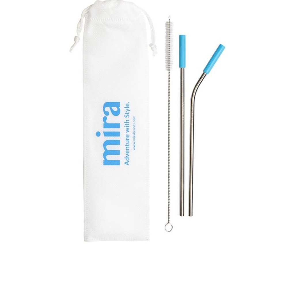Stainless steel straw set